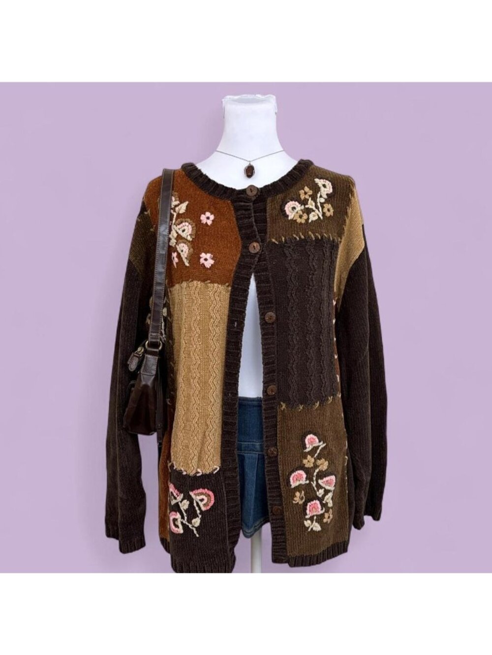 90s patchwork floral patchwork cottagecore cardigan
